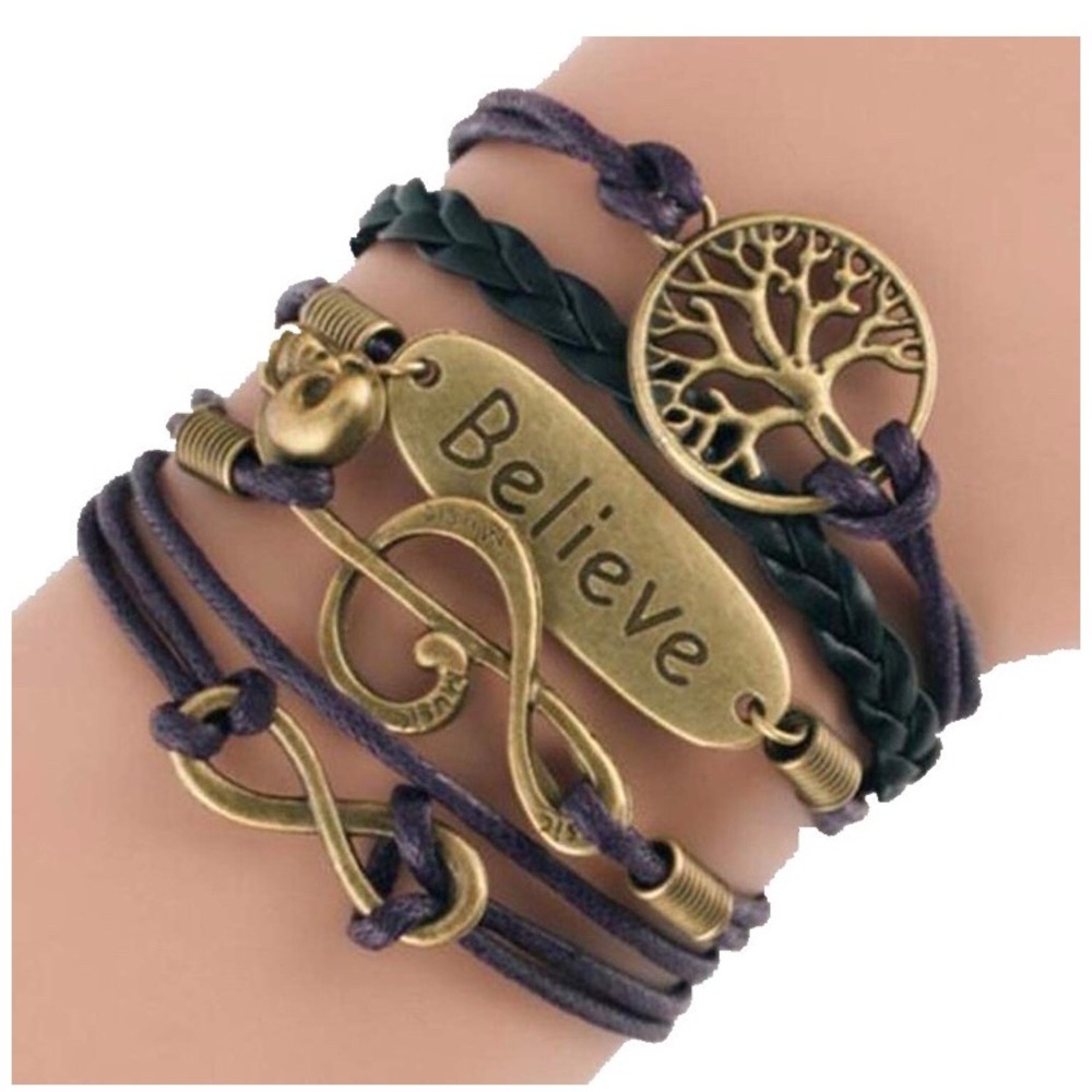 Women’s Believe Leather Infinity Bracelet